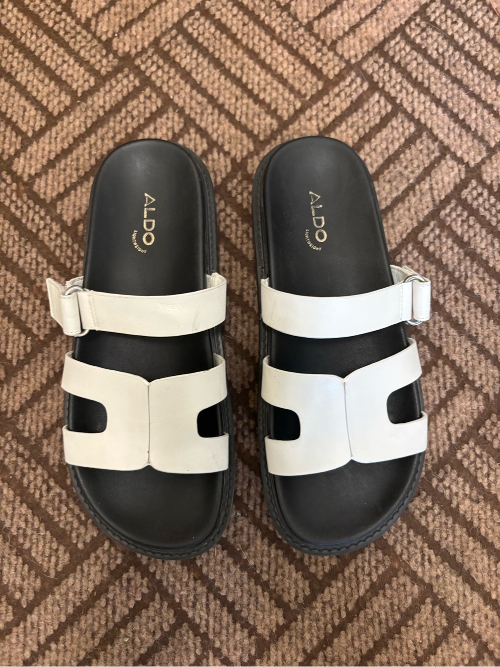 ALDO White Dual-Strap Slide Sandals